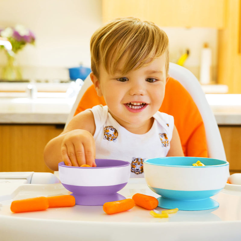 Munchkin® Stay Put™ Suction Bowls for Babies and Toddlers, 3 Pack, Blue/Green/Purple 3pc Bowls, Purple