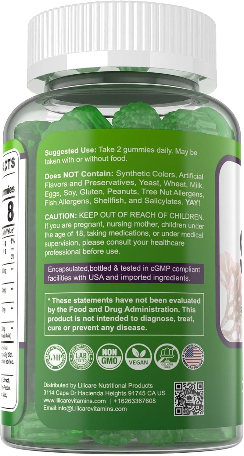 (2 Pack) Sea Moss Gummies - Irish Sea Moss Gummies for Adults & Kids - Advanced Superfood Seamoss Supplement + Bladderwrack, Burdock Root Extract，ACV for Daily Immune, Gut Cleanse, Vegan, Sugar Free 60 Count (Pack of 2)