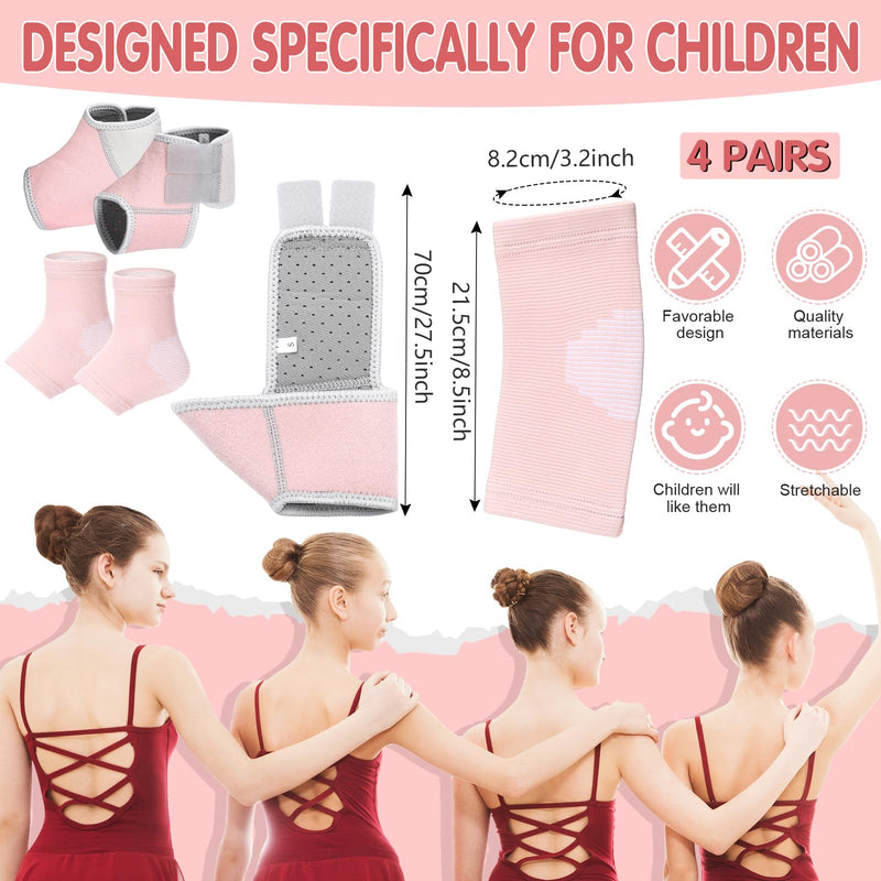 Tarpop 2 Pairs Kids Ankle Brace Set Foot Support Stabilizer Wraps Protector Guard Knitted Ankle Sleeve Sock Support Compression Socks for Injury Prevention(Pale Pink,Medium) Pale Pink Small