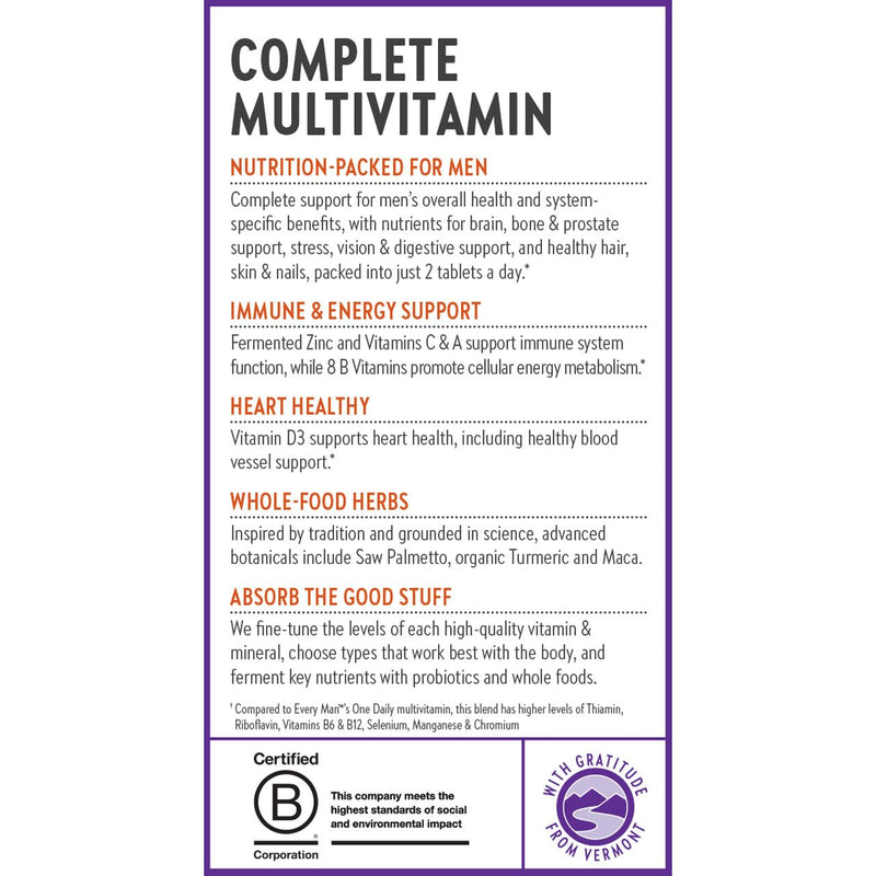 New Chapter Men's Advanced Multivitamin Formula, 72 Count | Fermented Essential Nutrients with Selenium and B Vitamins for Stress, Brain, Immune, Heart, and Energy Support 72 Count (Pack of 1)