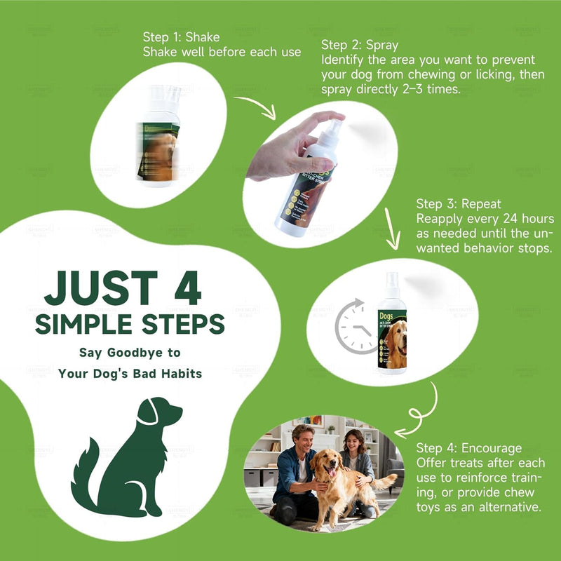 Bitter Dog No Chew Spray, Dog Deterrent Spray for Furniture & Carpet, Puppy Corrector & Training Spray for Dogs & Puppies, Safe & Natural, Prevent Peeing, Biting, Chewing & Licking Injuries, 200ml 200ml Bottle - Single