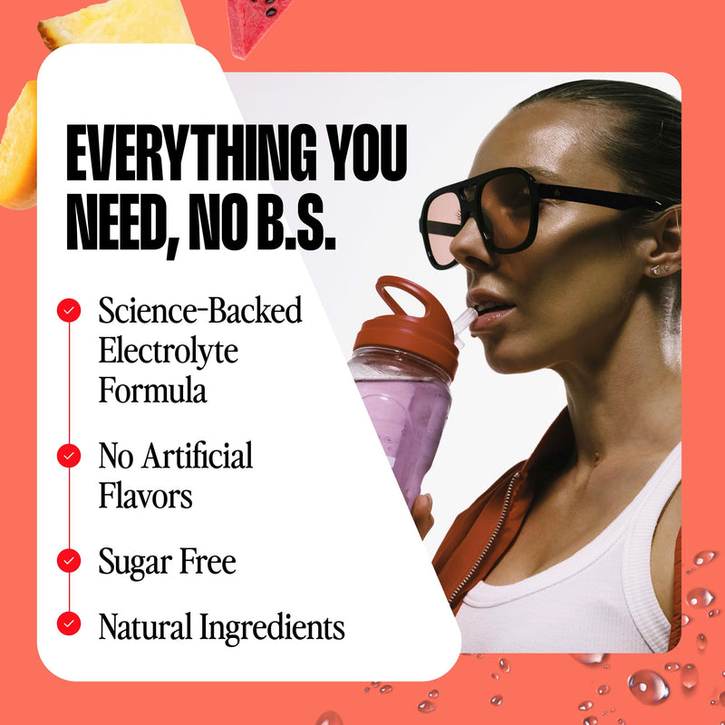 HYRO Electrolyte Powder Packets, Sugar Free, Tropical, 15 Count | Magnesium, Potassium & Vitamin C for daily hydration. Keto & Vegan friendly. Sugar-free with no artificial sweeteners added.