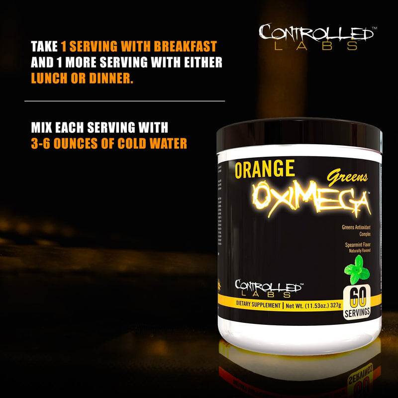 Controlled Labs Orange OxiMega Greens Spearmint -- 0.72 lb | Super Greens Powder, Immune Function, Enzyme, Probiotic, Antioxidant Blend, Total Body Health, Improved Endurance