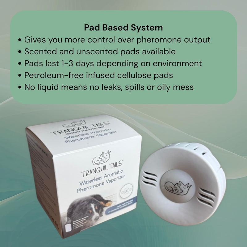 Calming Pheromone Diffuser for Dogs, Anxiety Relief, Petroleum Free, Fast Acting, Calm During Fireworks, Includes 3 Scented and 1 Unscented Pad | Dog Calming Pheromone