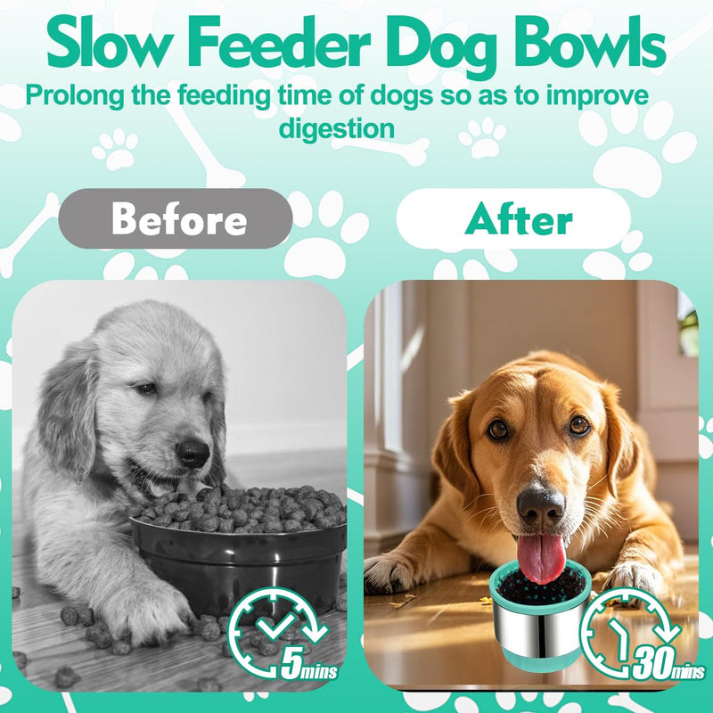 2 in 1 Slow Feeder Dog Bowls - Dog Slow Feeder Bowl with Lick Mat for Double Slowing Down Eating, Silicone Dog Treat Bowls with Non-Slip Suction Cup, Anxiety Relief Feeder Dog Bowls for Large Breed - BeesActive Australia