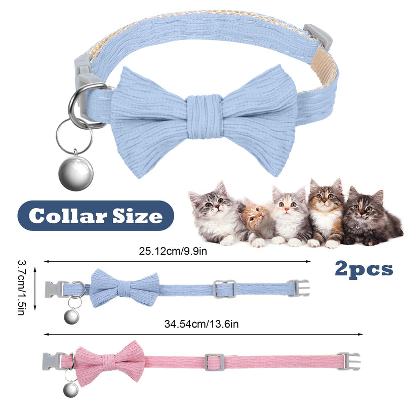 2pcs Cat Collar with Bells, Adjustable Breakaway Kitten Collars with Removable Bowtie, Soft and Comfortable Cat Collars for Cats, Perfect for Daily Wear, Parties, and Special Occasions - BeesActive Australia