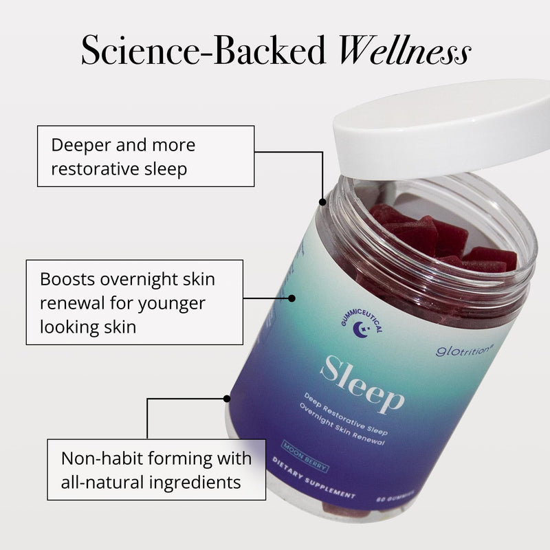 Glotrition Beauty Sleep Gummy | Deeper, Higher Quality Sleep | Rejuvenate & Moisturize Skin at Night | Non-Habit Forming with Natural Ingredients | 60 Gummies 60 Count (Pack of 1)