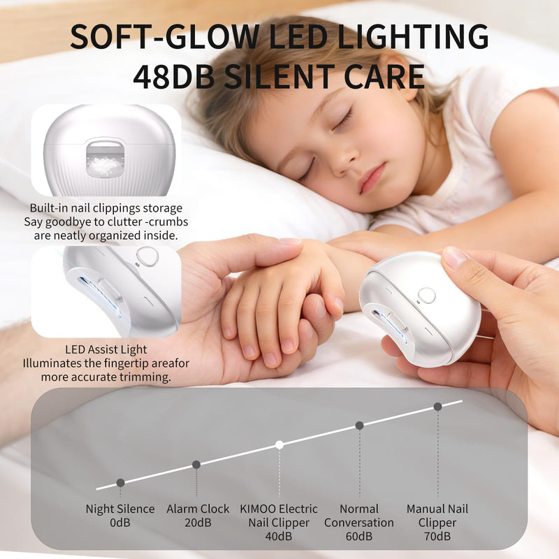 Automatic Nail Clipper for Baby, Electric Nail Trimmers with LED Light & 2 Speeds 2026 Upgraded USB Rechargeable Fingernail Trimmer with Clip Storage Safe for Seniors