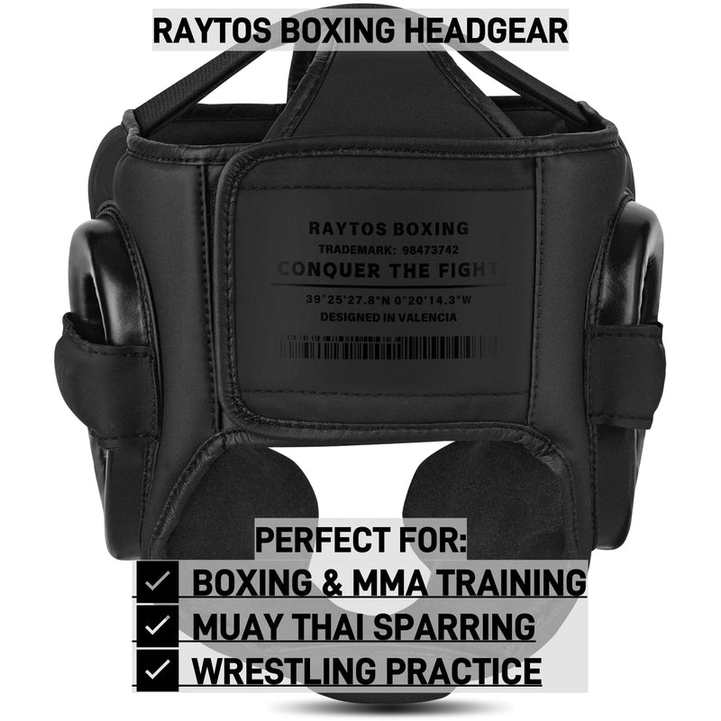 Boxing Headgear for Men Women – Professional Lightweight Open Face Head Guard, Breathable Protection, Secure Fit for MMA Muay Thai Kickboxing Sparring Training Black
