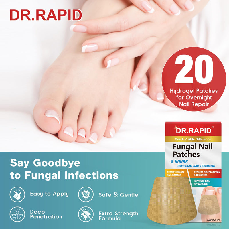 Fungal Nail Patches, Toenail Fungus Treatment Extra Strength - 20 Fungal Nail Patches for Toe Nail Fungus Treatments, 8-Hour Nighttime Nail Fungus Patches for Nail Fungus Treatment