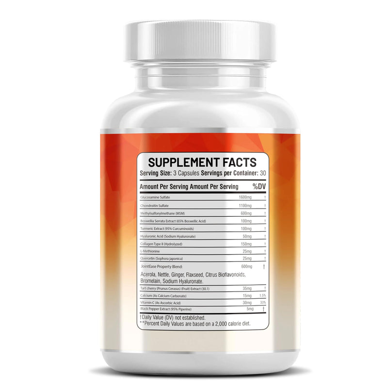 Glucosamine Chondroitin MSM Supplement – with Hyaluronic Acid, Collagen, Boswellia, Turmeric, Quercetin & Flaxseed – Joint Support Complex for Mobility & Flexibility for Men & Women – 90 ct
