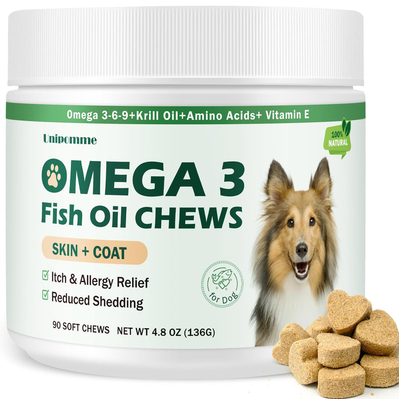 Dog Allergy Relief Chews - Omega 3 Fish Oil Skin and Coat Supplement - Dog Itching & Ears Relief - Reduced Shedding, Seasonal Allergies Dry Skin Itchy Paws Hot Spots Treatment