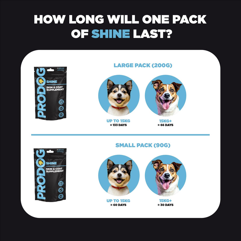 ProDog Shine Skin & Coat Conditioner Supplement for Dogs - Glossy Coats & Healthy Skin - Reduces Itching, Moulting & Odour - Supports Digestion, Immunity & Overall Well-Being (66 Servings) 200g - 66 Servings