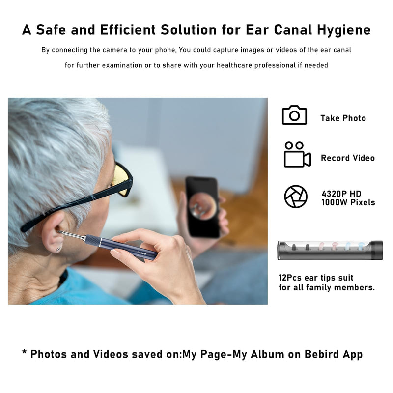 Note5 Ear Wax Removal Kit with Camera,10MP Ear Cleaner Camera Otoscope with Light,Real-time Remote Video with Ear Pick & Tweezers,12 Pcs Ear Scoops for Whole Family Update Ear Wax Tweezers - BeesActive Australia