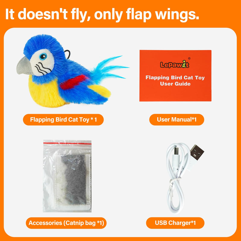 Cat Toys for Indoor Cats, Flapping Bird Cat Toy, Electric Simulated Chirping Bird Interactive Cat Toy with Flappy Wings, Rechargeable Touch Activated Cat Toys with Catnip and Feather - Bule B-Blue - BeesActive Australia