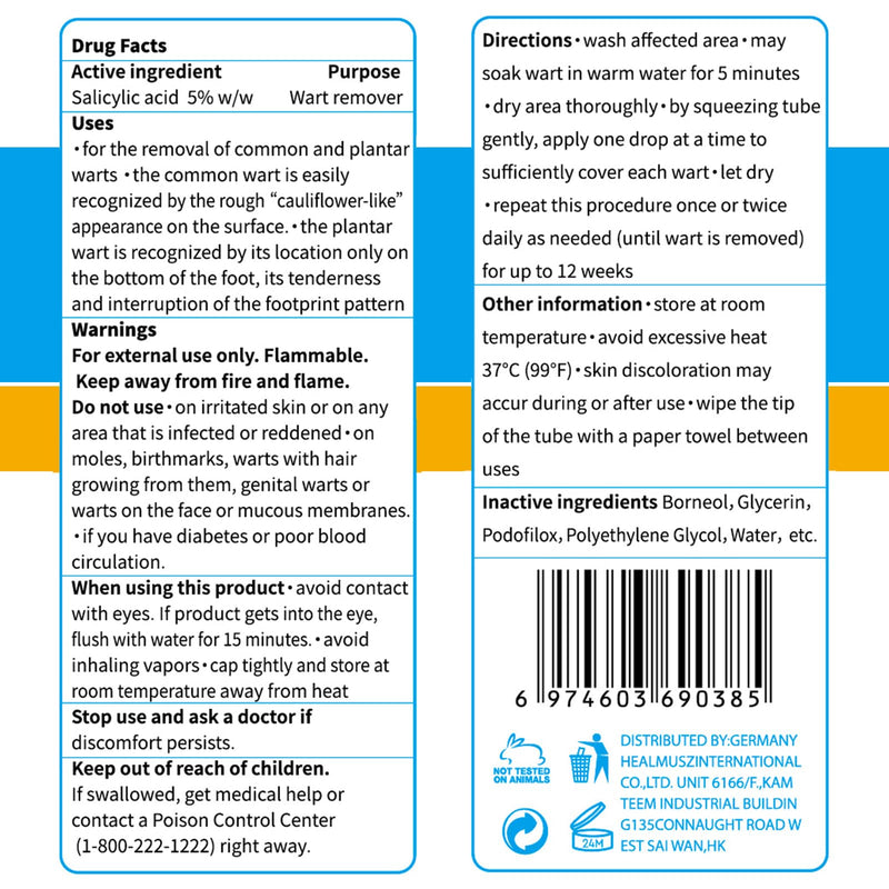 Fast Action Liquid Wart Remover Natural Formula Wart Liquid Designed for Warts, Plantar Wart, Common Wart, Flat Wart, Corn(NDC Code：84010-004-01) - BeesActive Australia