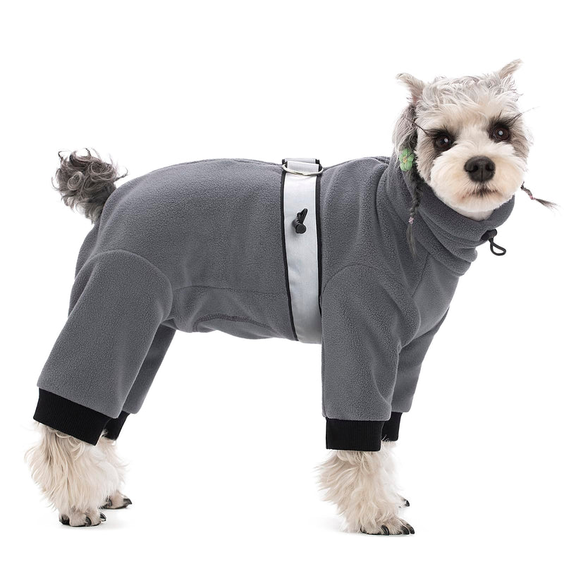 Dog Coats for Small Dogs, Polar Fleece Dog Pajamas Bodysuit for Small Medium Dogs, Dog Winter Jacket Dog Sweater Dog Vest for Small Dog, Dog Four-Legged Warm Clothes Large Grey - BeesActive Australia