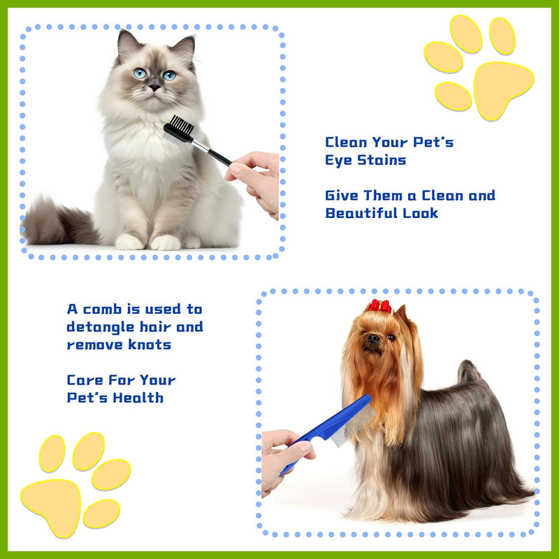 5 Pcs Pet Grooming Kit, Metal Comb For Dogs,Cat Grooming Comb,Tear Stain Removal Comb,Flea Comb For Dogs And Cats Pet Lice Comb,Shedding Comb,Dematting Tool For Small, Medium & Large Pets Blue - BeesActive Australia