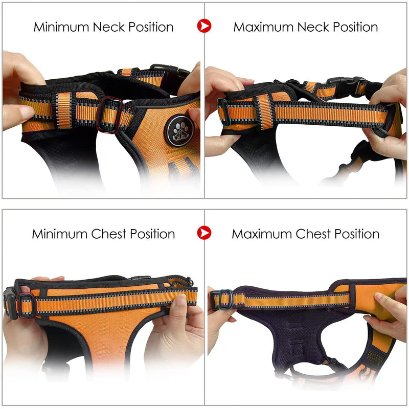 NESTROAD Dog Harness Small Dogs Orange, Anti Pull Harness Padded Chest Harness for Small Dogs, Size S Neck Circumference 28~38CM Chest Circumference 38~53CM, Reflective Strips Chest Harness Dog [S] Neck 28-38CM Chest 38-53CM - BeesActive Australia