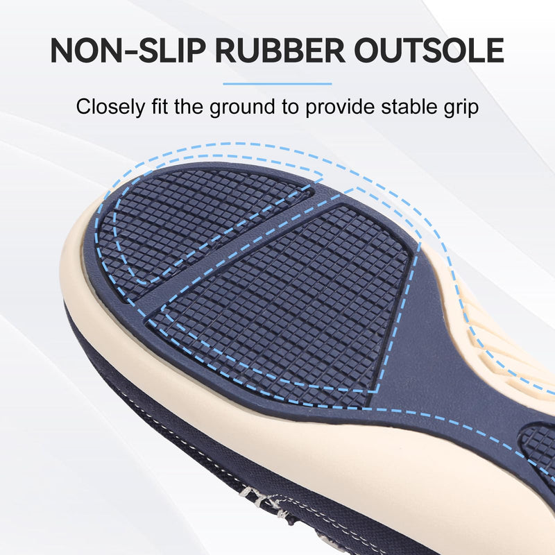 Womens Slip On Shoes - Canvas Casual Loafers Shoes with Arch Support 10 Navy