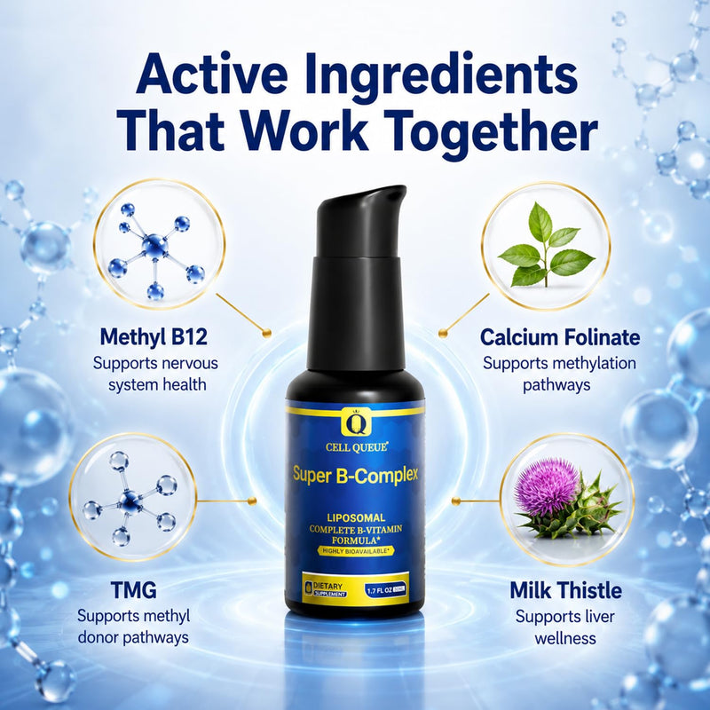 Liposomal Methyl B Complex Liquid - Active B Vitamin Formula with Methyl B12, Folate, TMG & Milk Thistle, Supports Energy, Mood, Cognition, Nervous System & Liver Function, 50 ml 1
