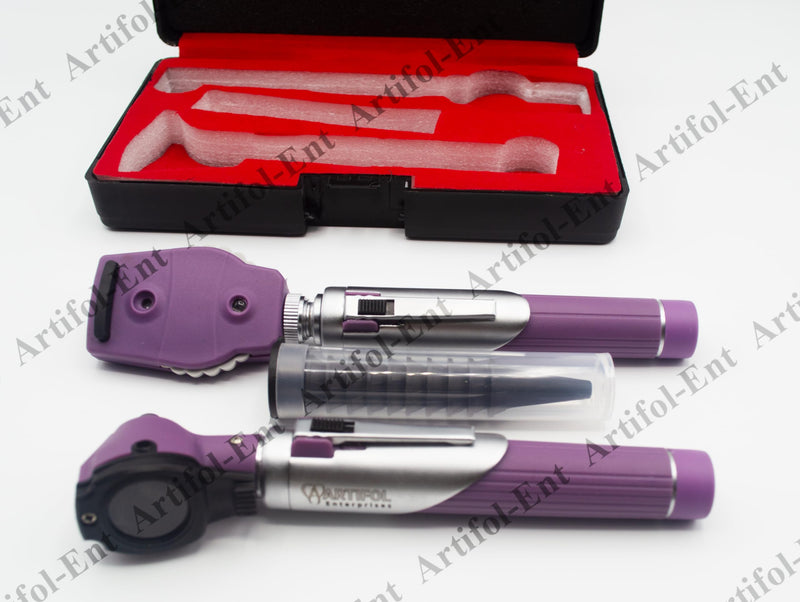 Artifol Purple Color - New Ent Home Use - Student Otoscope Examination Kit Fiber Optic Diagnostic Set with Plastic Hard Case # OS1014 - BeesActive Australia