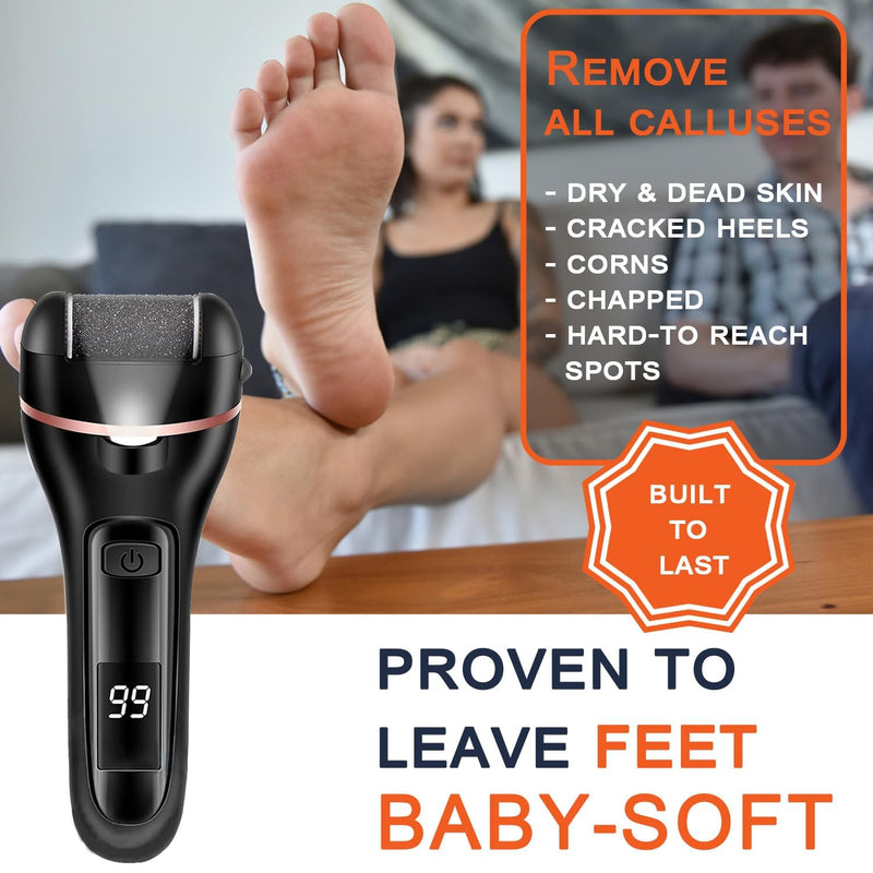 Callus Remover for Feet, 13-in-1 Professional Pedicure Tools Foot Care Kit, Foot Scrubber Electric Feet File Pedi for Hard Cracked Dry Dead Skin, 3 Rollers, 2 Speed, Battery Display (Black) Black - BeesActive Australia