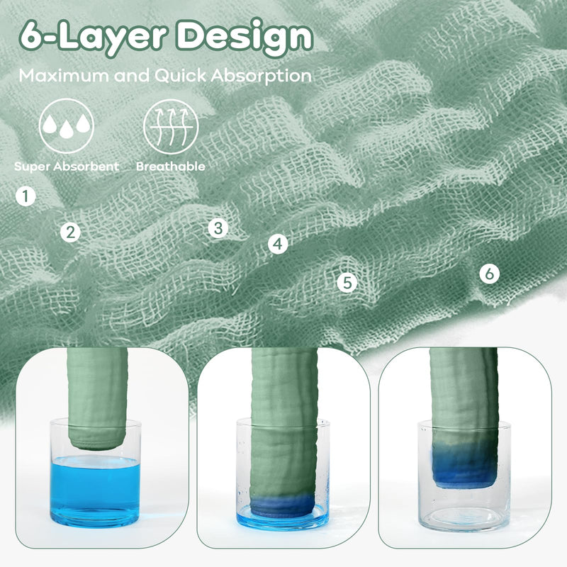 Yoofoss Muslin Baby Washcloths 100% Cotton Face Towels 10 Pack Wash Cloths for Baby 12x12in Soft and Absorbent Baby Wipes (Dark Green) Dark Green - BeesActive Australia