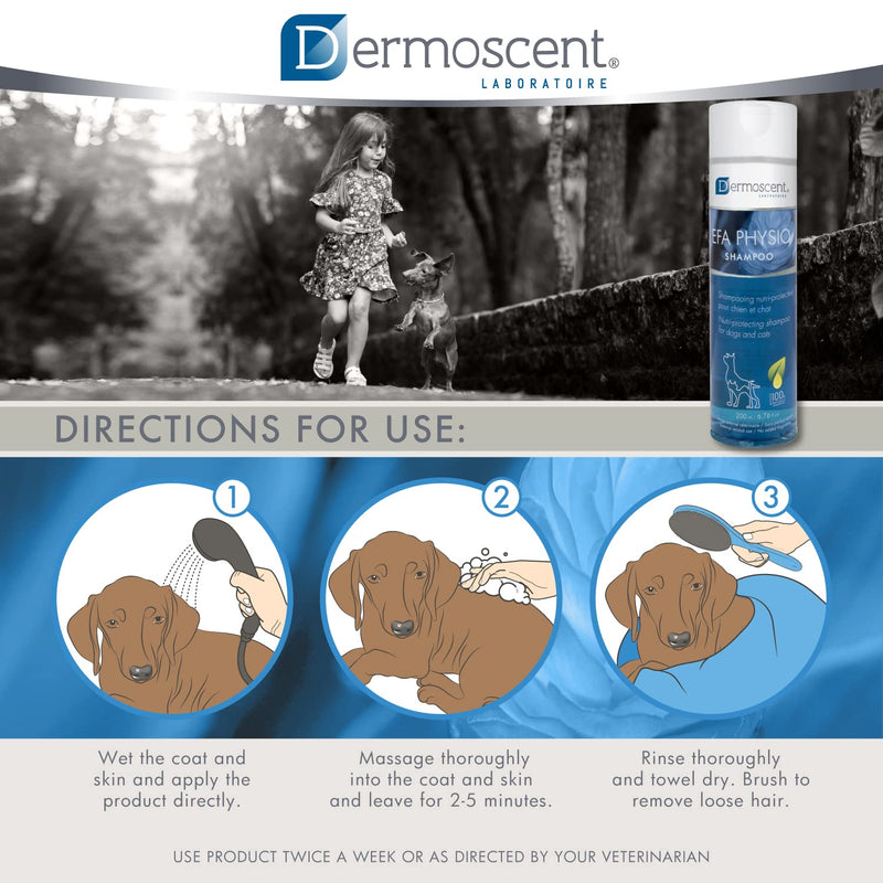 Dermoscent EFA Physio Shampoo for Dogs & Cats - Gentle Natural Ingredients for Frequent Bathing Allergies & Itchy Skin Relief - Soothes Dermatitis & Atopic Skin - 200 ml - PawsPlanet Australia