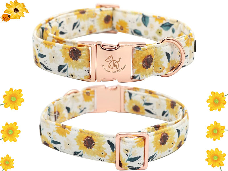Elegant little tail Dog Collar, Sunflower Pattern Pet Collar Durable Cute Dog Collars Summer Fall Female Pet Gift Adjustable Dog Collar for Medium Dogs Medium (Pack of 1) - BeesActive Australia