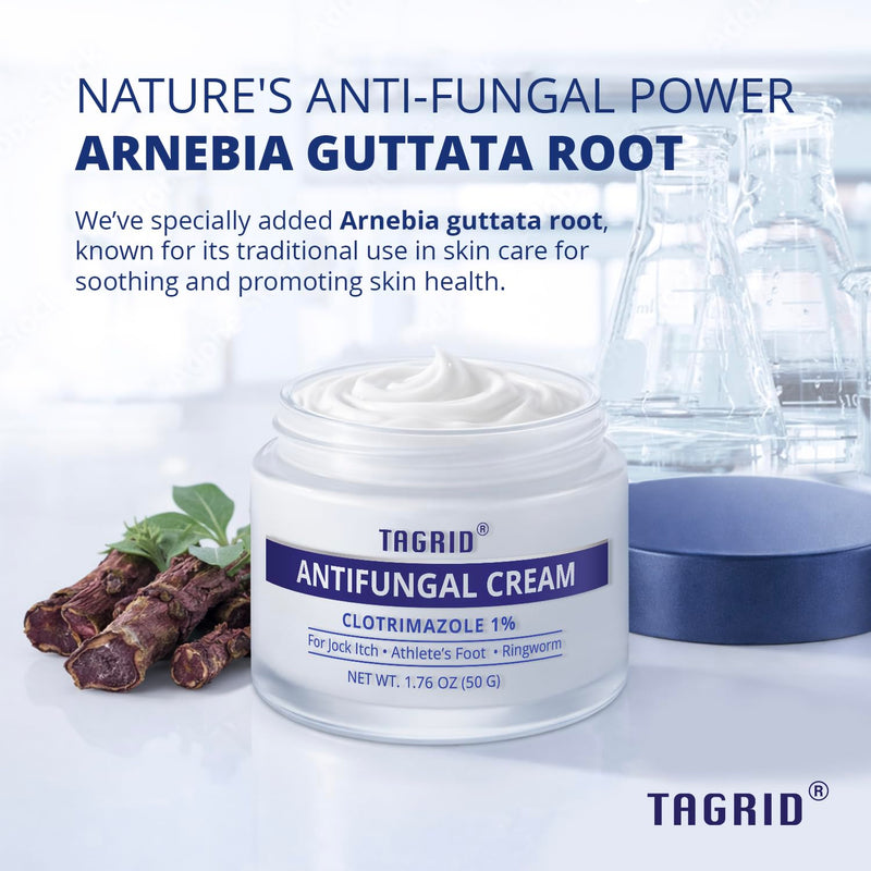 TAGRID NDC-Approved 1% Clotrimazole Antifungal Cream: Powerful, Non-Prescription Relief for Ringworm, Athlete's Foot, and Jock Itch - 50g - BeesActive Australia