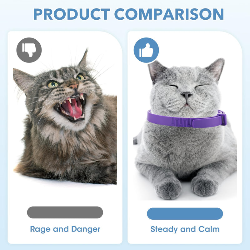 4 Pack Cat Anti-Stress Collar, Purple Anti-Anxiety Collar with Natural Pheromones with Adjustable Size, Anxiety Relief Collars, Lasts 30 Days, for Small and Large Cats - BeesActive Australia