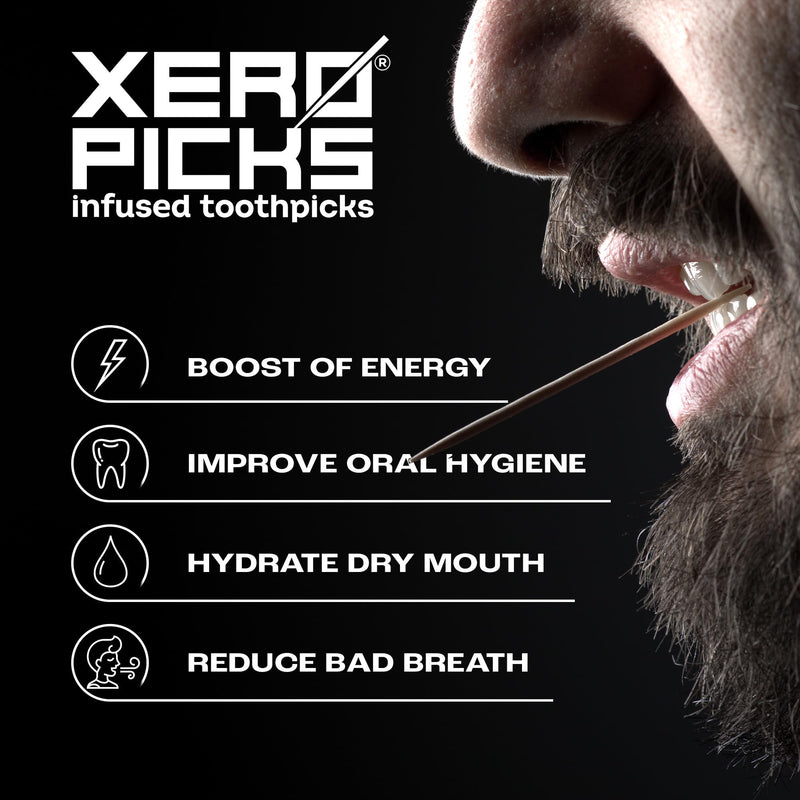 Xero Picks Energy Infused Flavored Toothpicks with Caffeine, B12 and B6 (Variety Pack, 20 Count (Pack of 5)) Non-GMO Kosher Vegan Variety Classic 20 Count (Pack of 5) - BeesActive Australia