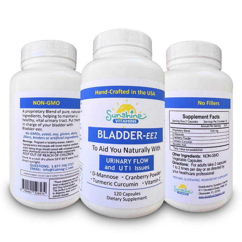 Bladder-EEZ | All-Natural Bladder Infection UTI Relief Support for Women with D-Mannose | Urinary Tract Infection Health with Immune System Support (1 Bottle of 120 Capsules)