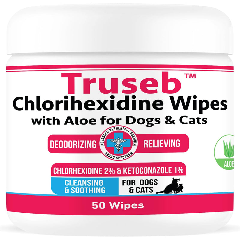 Truseb Topical for Dogs, Cats and Horses - with Aloe for Cleansing (Ketoconazole & Chlorhexidine Wipes, 100 count) Ketoconazole & Chlorhexidine Wipes - BeesActive Australia