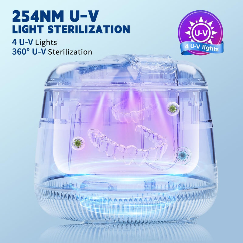 Ultrasonic Retainer Cleaner Machine 48kHz, Cordless Dental Cleaning Pod, Ultrasonic Retainer Cleaner for Aligners, Dentures, Mouth Guards, Toothbrush Heads and Jewelry with 200ML Capacity, LAB Supply White - BeesActive Australia