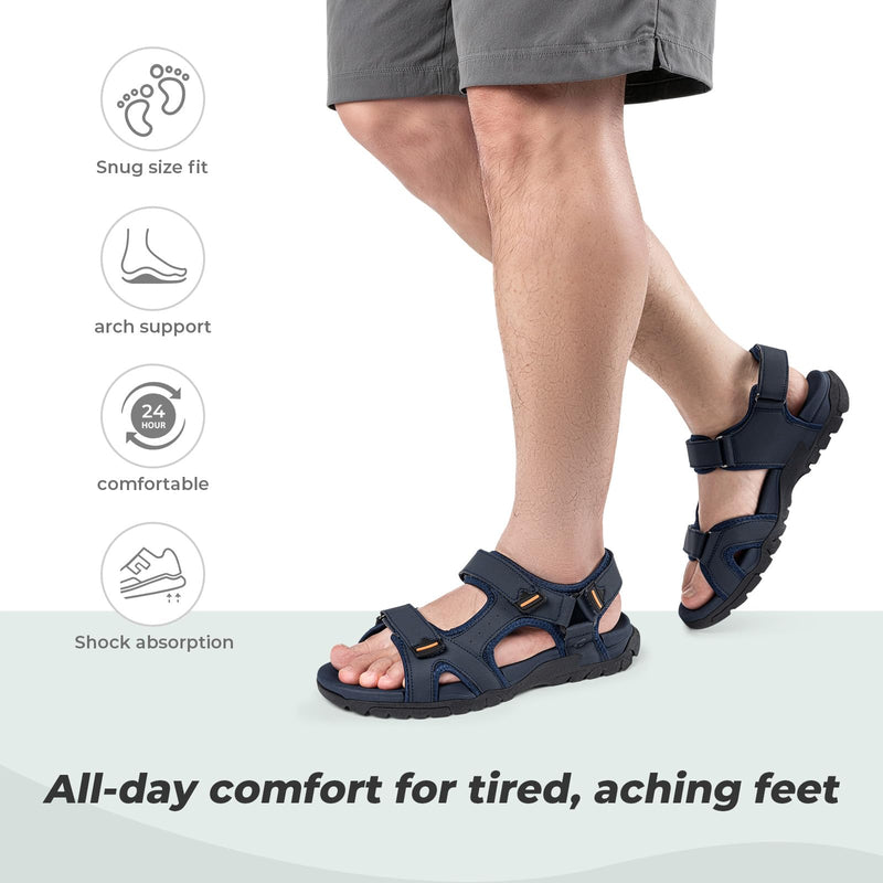 FitVille Wide Sandals for Men With Arch Support Orthopedic Comfortable Summer Men’s Wide Sandals for Plantar Fasciitis & Swollen Feet Breathable Outdoor Recovery Athletic Walking Sandal for Man 15 Wide Navy Blue