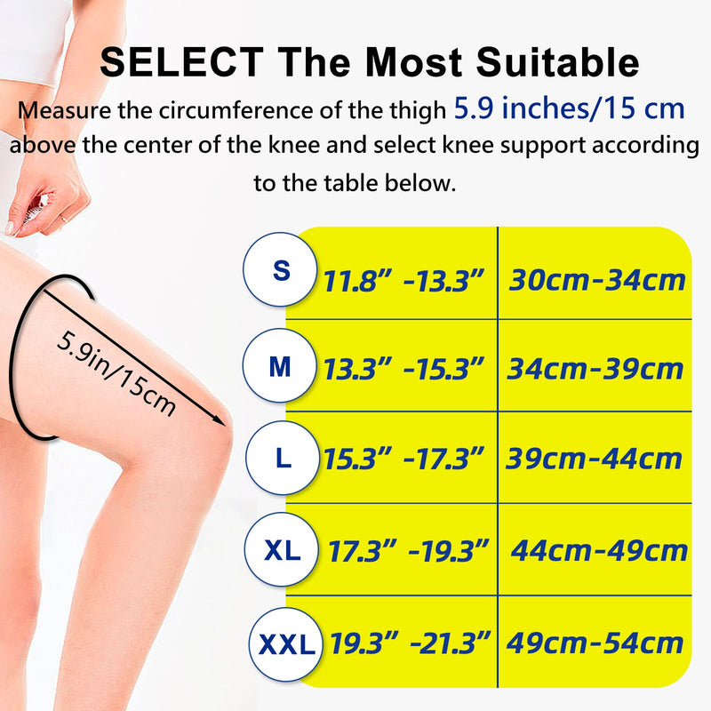 2 Pack Full Leg Compression Sleeves, Long Knee Brace Support for ACL,PCL, Meniscus Tear, Arthritis, Tendinitis,Men And Women (Black, X-Large) Black