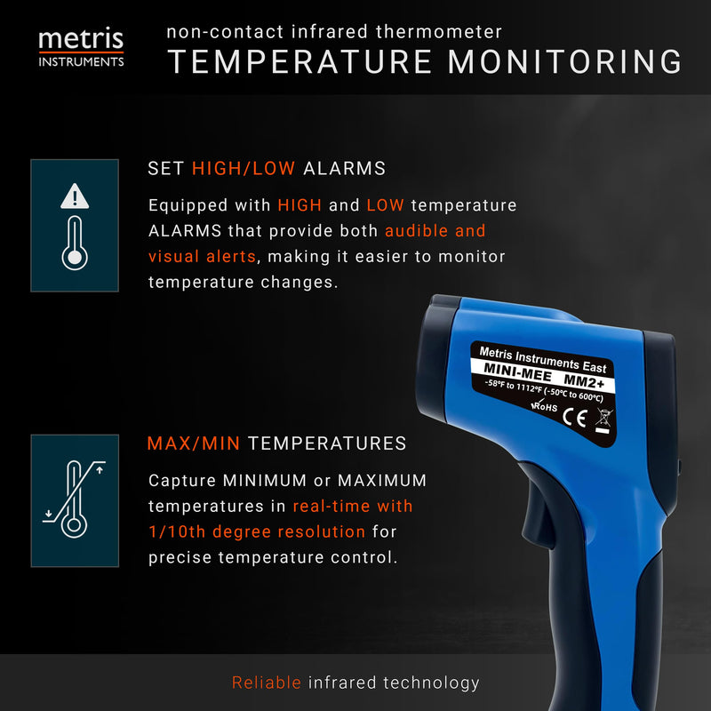 Metris Digital Infrared Thermometer for Aquarium Fish Tank, Reptile, Snake, Terrarium Accessories, Automotive, Laser Temperature Gun with 1-Point Aiming, MMM-2 - BeesActive Australia