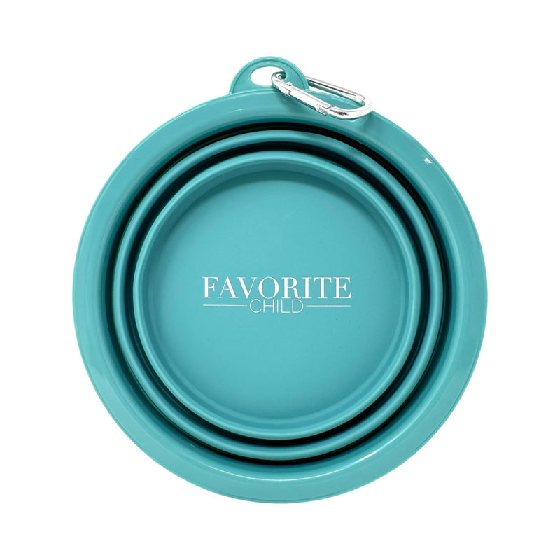 SparkDog Collar Collapsible Silicone Travel Pet Bowl -Premium Quality, Food Grade Silicone, Reinforced Rim, Large for Travel, Hiking, Adventure, Dog or Cat (Aqua-Favorite Child, 34oz/1L) Aqua-"Favorite Child" - BeesActive Australia