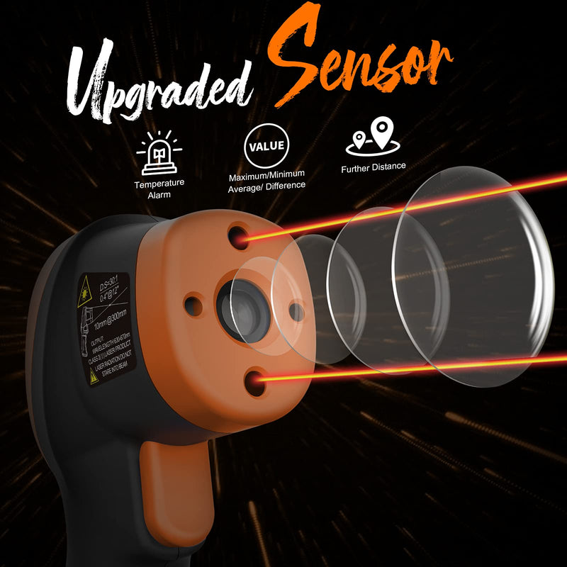 High Temperature Infrared Thermometer, AIOMEST Digital IR Pyrometer 30:1 Measure Temp -58~2732℉, Dual Laser Industrial Termómetro Handheld AI-1500 for HVAC Kilning Casting Pottery Forge Orange