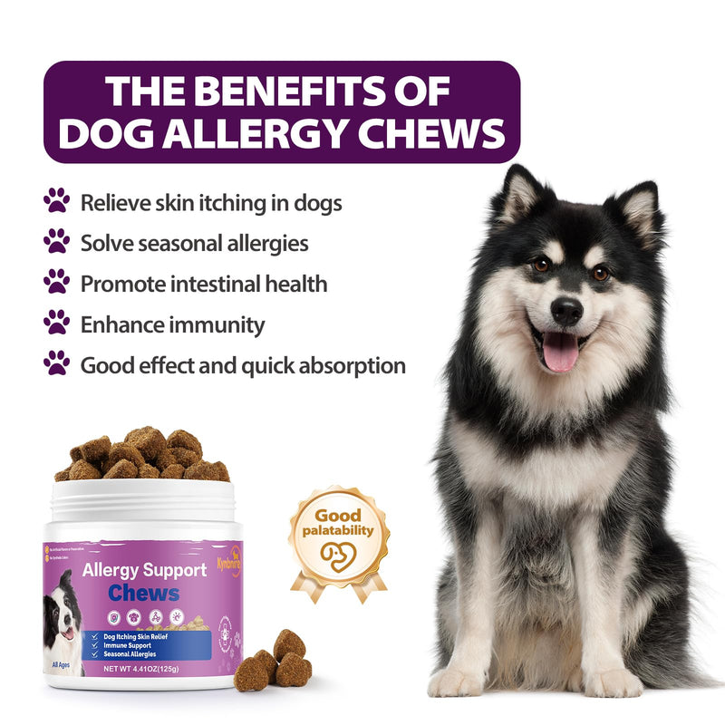Dog Allergy Chews for Itchy Skin and Seasonal Allergies, Dog Allergy and Itching Skin Relief with Probiotics and Turmeric, Allergy Paw Relief and Dogs Coat Immune -50ct 50ct