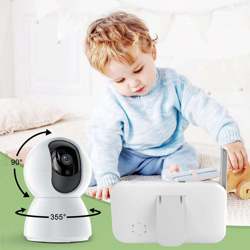 Split Screen Baby Monitor, Baby Monitor with 2 Cameras, 5" Pan-Tilt-Zoom Video Baby Monitor, HD Baby Video Cameras Monitor Audio with VOX Mode, Night Vision & 8 Lullabies and 1000ft Long Range No Wifi - BeesActive Australia