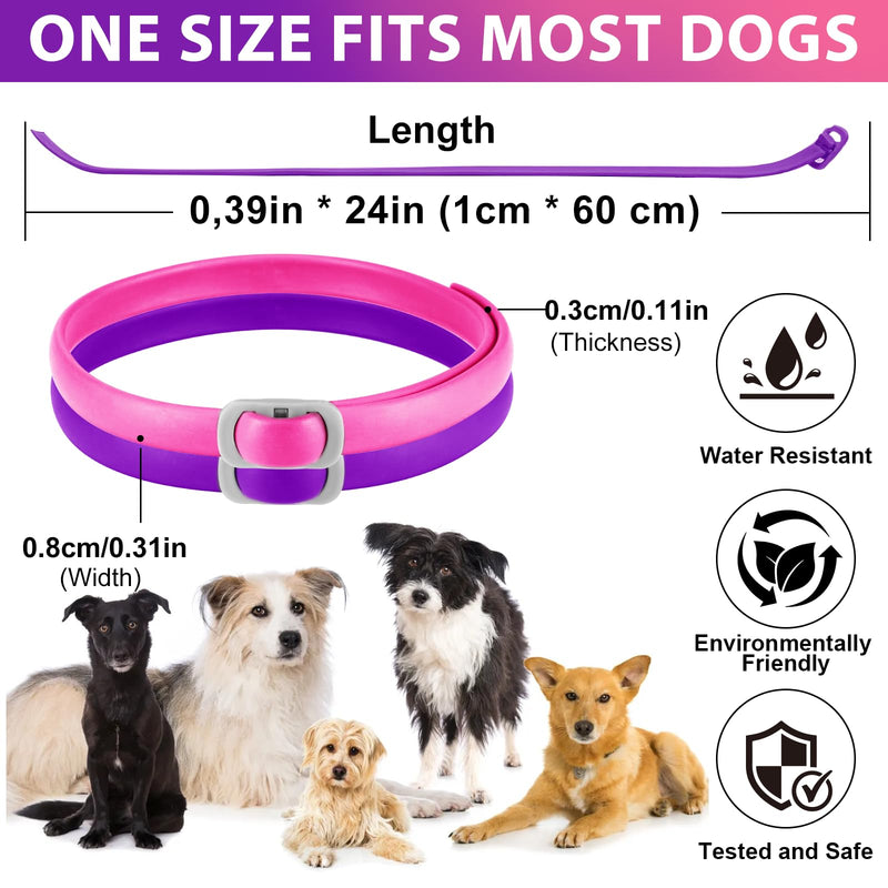Tick Collar for Dogs Pack of 4, Flea Collar for Dogs, Adjustable and Waterproof, Safe and Natural, 60 cm Length, 24 Months Protection, for Small, Medium and Large Dogs (Pink & Purple) - BeesActive Australia