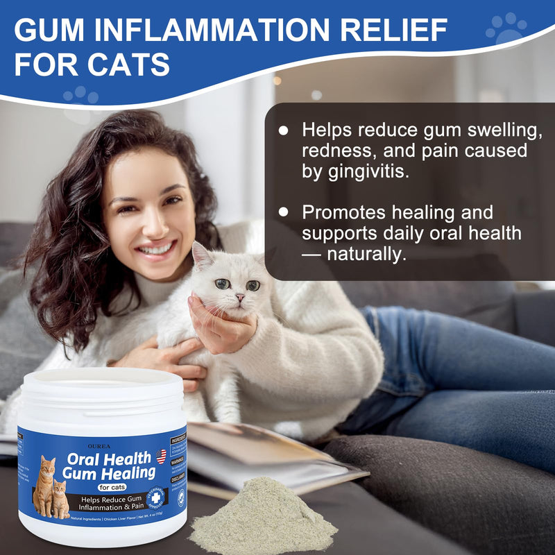 Oral Health for Cats, Cat Gingivitis Treatment, Reduce Gum Inflammation, Redness & Pain, Combats Gum Disease, Natural Plant-Based Active Formula, Cat Oral Care, Gums Health Treatment, 4 oz