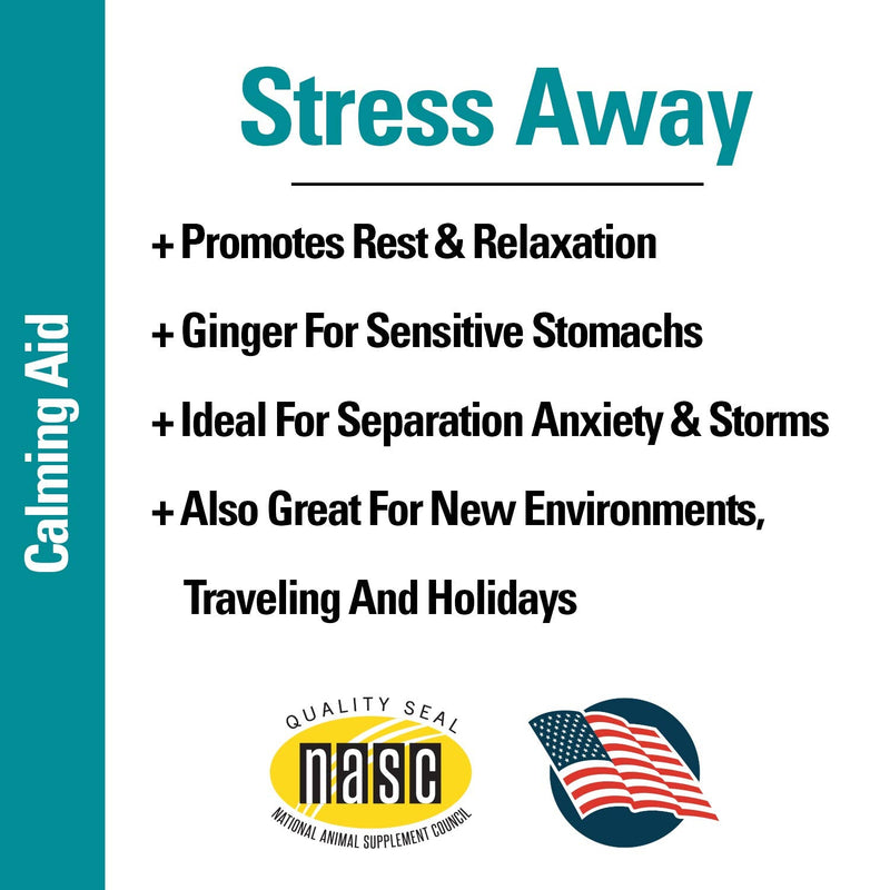 Vet Classics Stress Away Calming, Anxiety Aid for Dogs and Cats – Soft Chew Pet Health Supplement for Dogs, and Cats - Melatonin, Ginger – 65 Soft Chews 5 Ounce (Pack of 1)