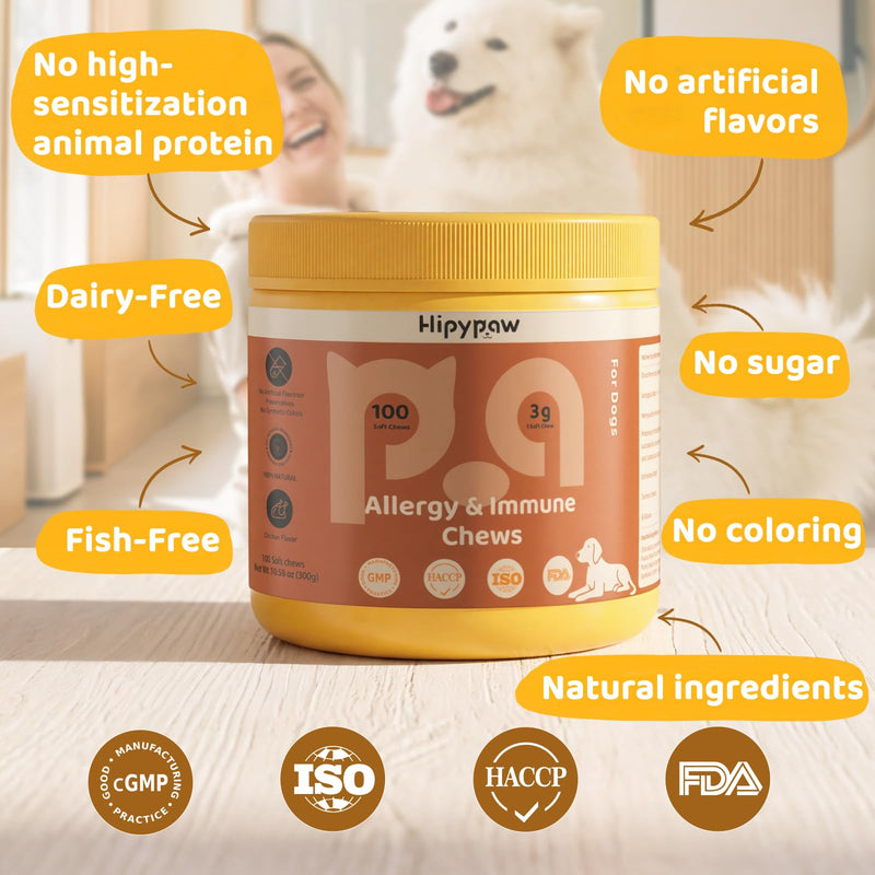 Dog Allergy Relief Chews: Anti-Itch Probiotics for Paw Licking, Seasonal Allergies & Skin Allergy - Dog Allergy Itching Skin Relief & Immune Support with MSM & Turmeric - Chicken Flavor