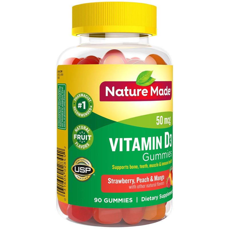 Nature Made Vitamin D3 2000 IU (50 mcg) per serving, Dietary Supplement for Bone, Teeth, Muscle and Immune Health Support, 90 Gummies, 45 Day Supply 031604028442 90 Count (Pack of 1) - BeesActive Australia