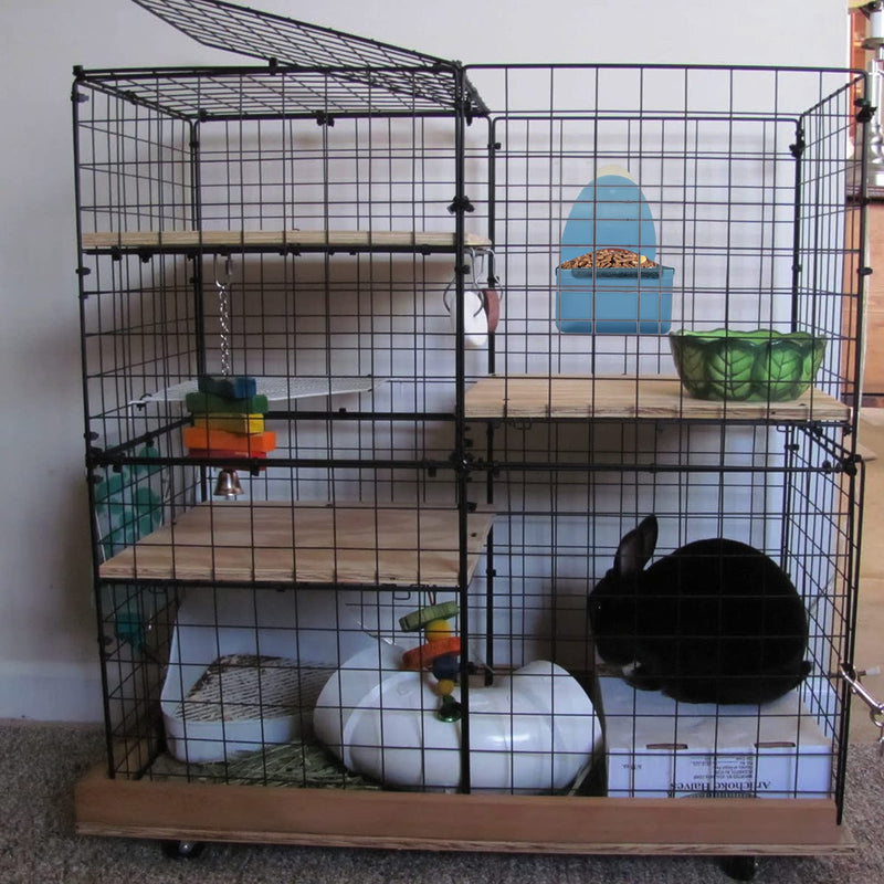 kathson Food and Water Bowl Cage Feeder for Rabbits Dish Feeder Removable Hanging Spill Proof Anti Bite for Rabbit, Guinea Pig, Chinchilla, Hamster, Ferret (Blue) Blue - BeesActive Australia