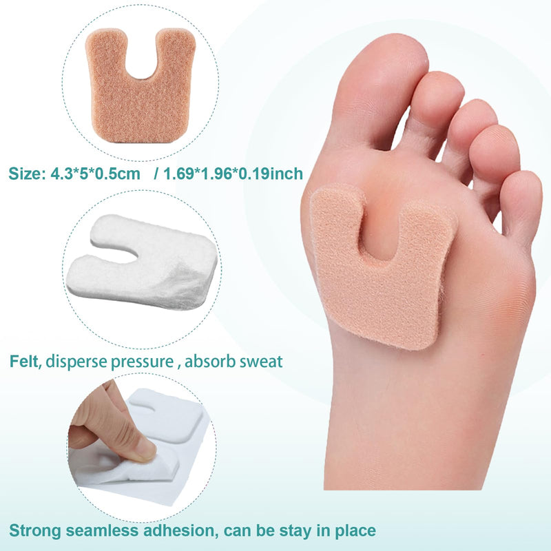 Metatarsal Foot Pads for Women 60 Pieces, Callus Cushions Horseshoe Pads Moleskin for Feet, Felt Foot Pads Corn Pads for Bottom Side of Foot and Heel, Ball of Foot Cushion Pain Relief - BeesActive Australia